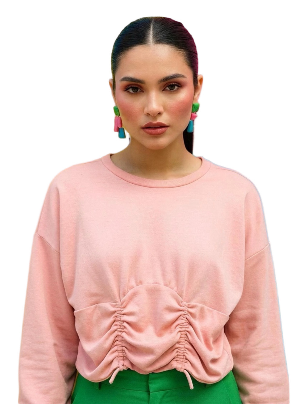 No Boundaries Pink Cinched Long Sweatshirt Size XXL NWT